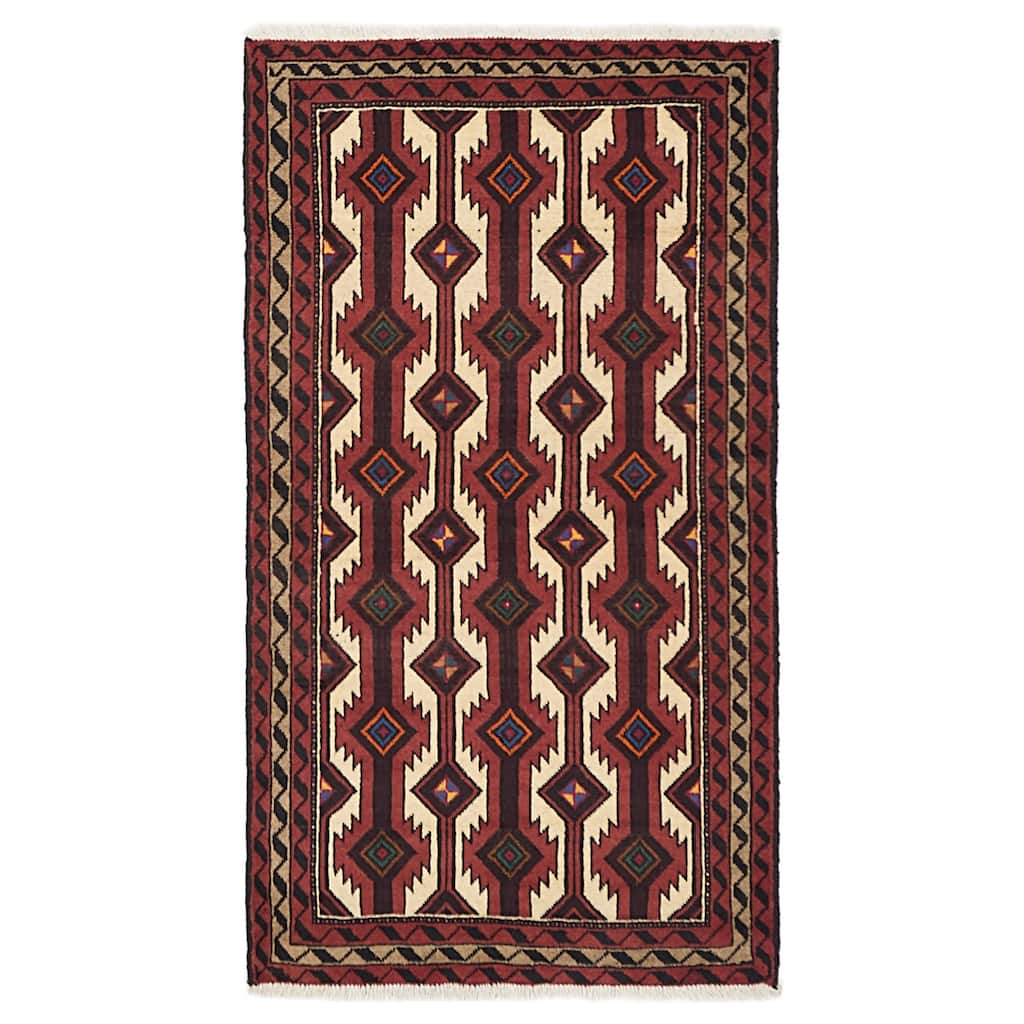 ECARPETGALLERY Hand-knotted Baluch Cream, Dark Copper Wool Rug - 3'5 x 6'1