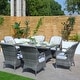 preview thumbnail 1 of 5, 7 Pieces Wicker Rectangle Dining Table and Chair Set Grey