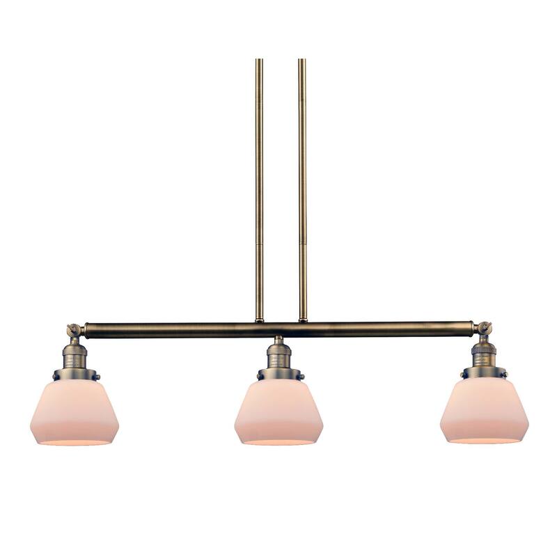 Innovations Lighting Fulton 3 Light 39" Wide Linear Chandelier - Brushed Brass / Matte White Cased