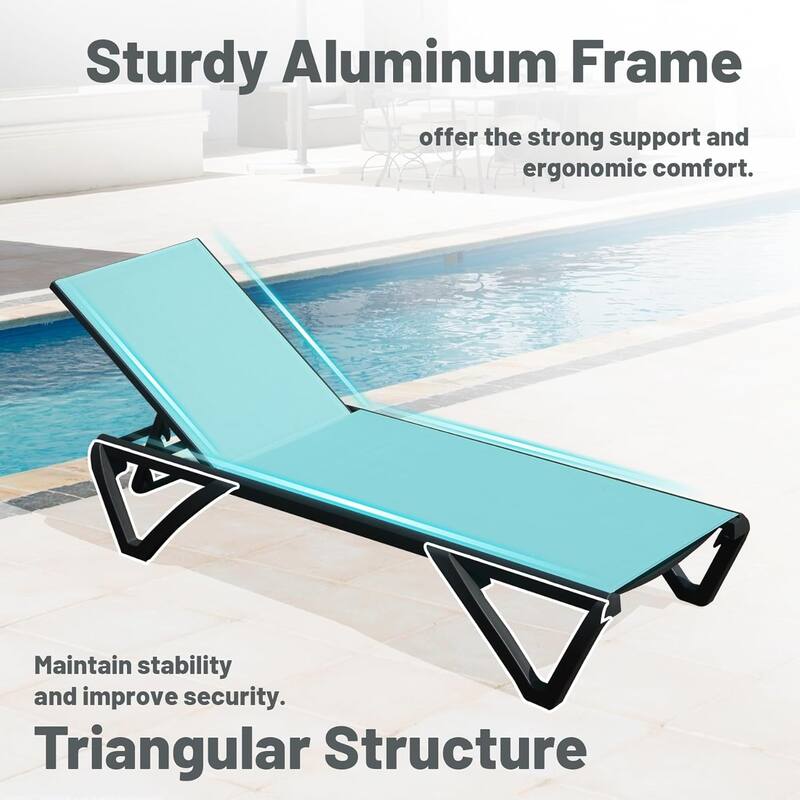 GDFStudio - Adrian Outdoor Aluminum Lounge Chair Set with Adjustable Backrest and Side Table