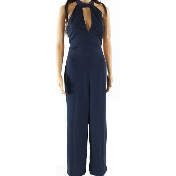 navy blue halter neck jumpsuit