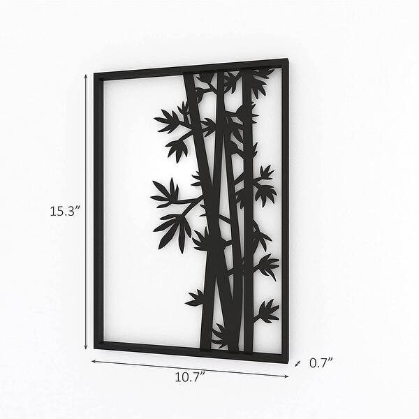 Minimalist Modern Black Metal Bamboo Stalks Wall Art Bed Bath