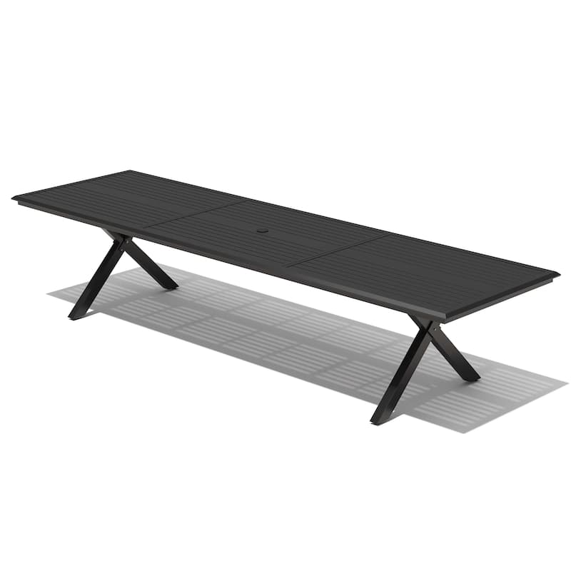 Outdoor All-weather Aluminum Patio Rectangular Dining Table for 10-14 Person