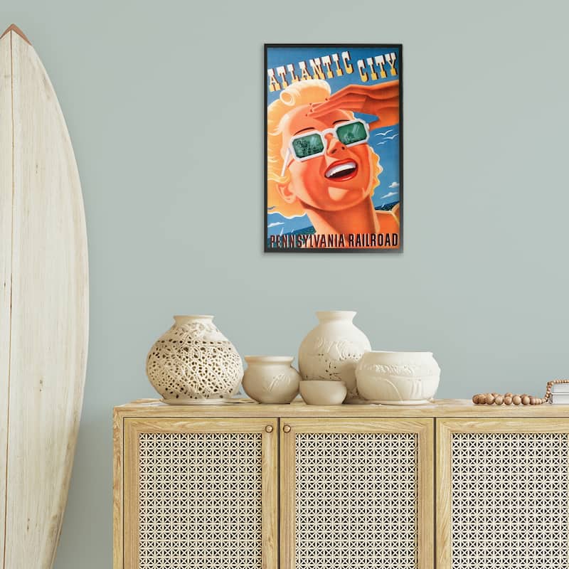 Stupell Atlantic City Vintage Woman Framed Giclee Art Design By Marcus Jules