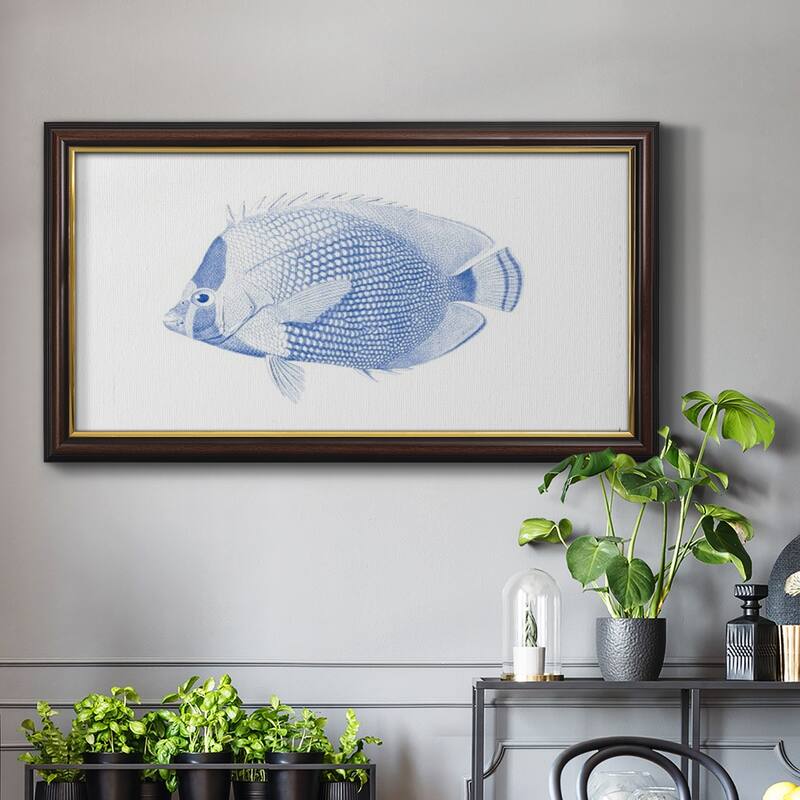 Blue & White Tropical Fish VI Premium Framed Canvas- Ready to Hang