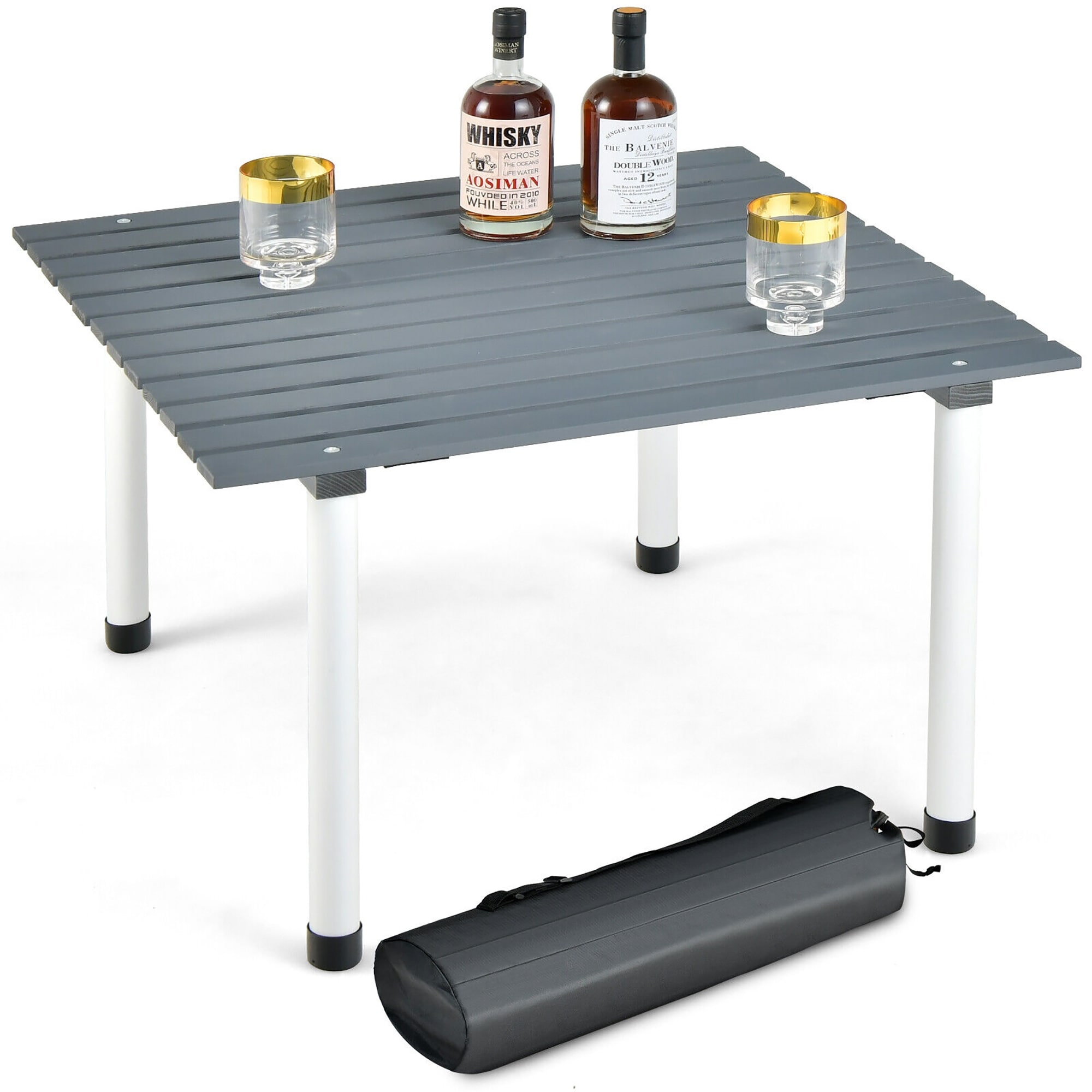  COSTWAY Folding Picnic Table, Portable 4ft Roll Up
