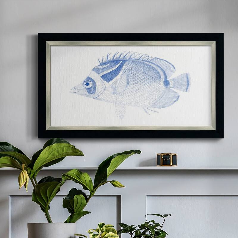 Blue & White Tropical Fish IV Premium Framed Canvas- Ready to Hang
