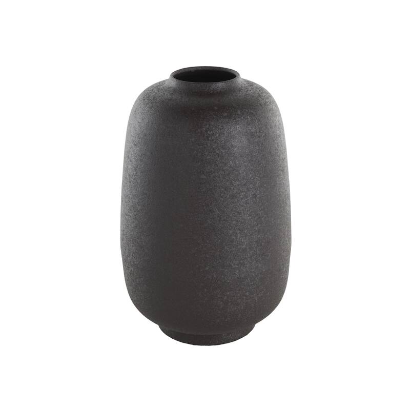 Metal Textured Rounded Decorative Vase - Black - Roche River Decor