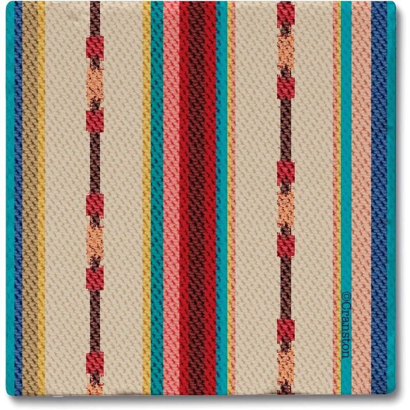 Southwest Multi-Stripe 4-Pack Absorbent Stone Coasters with Protective Cork Backing 4" Square Made in The USA Easily Wipes Clean - Multi