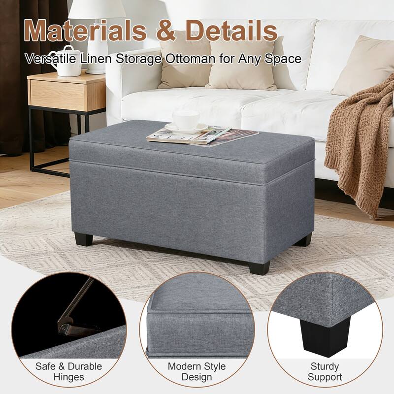 Adeco Linen Storage Ottoman Bench for Entryway or Bedroom