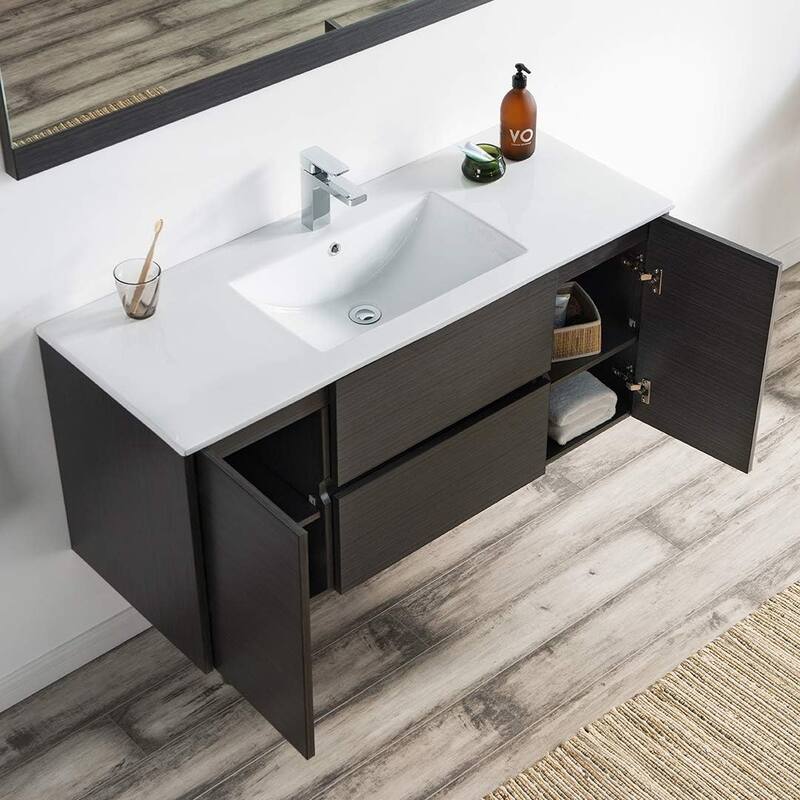 Blossom Valencia 48" Floating Bathroom Vanity Cabinet w/ Ceramic Sink