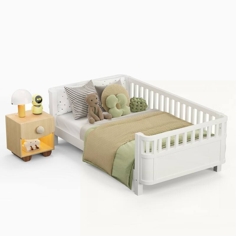 Wood Low Profile Bed with Rails
