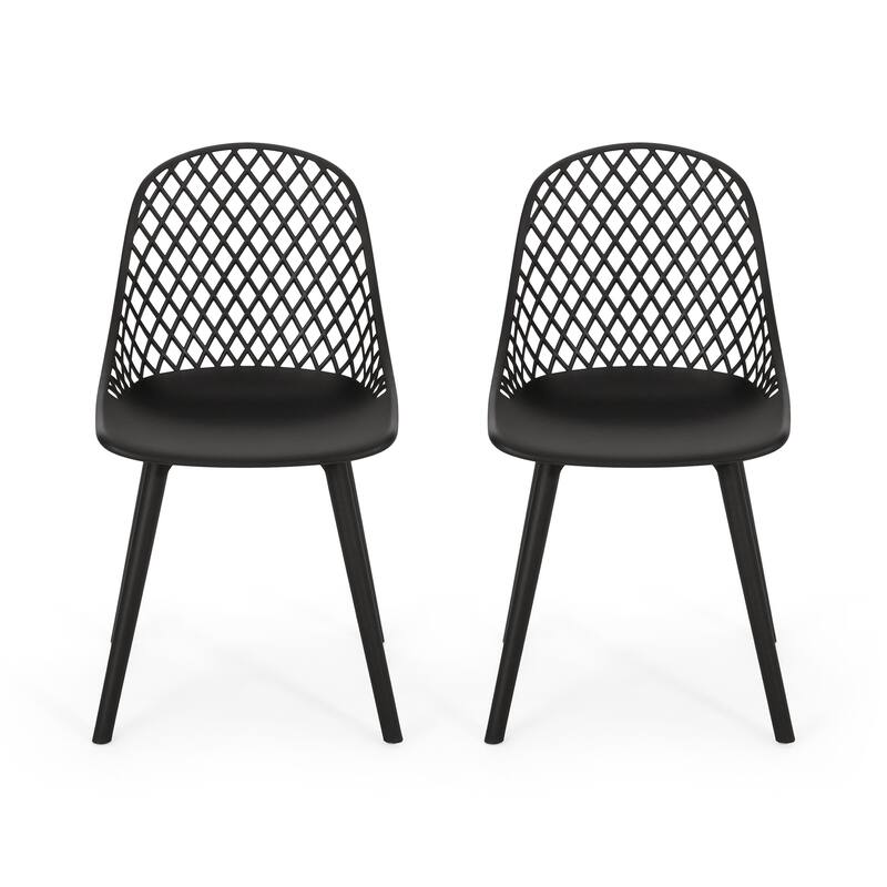 Lily Outdoor Modern Dining Outdoor Modern Dining Chair (Set of 2) by Christopher Knight Home - 18.00" W x 21.50" L x 33.20" H - Black