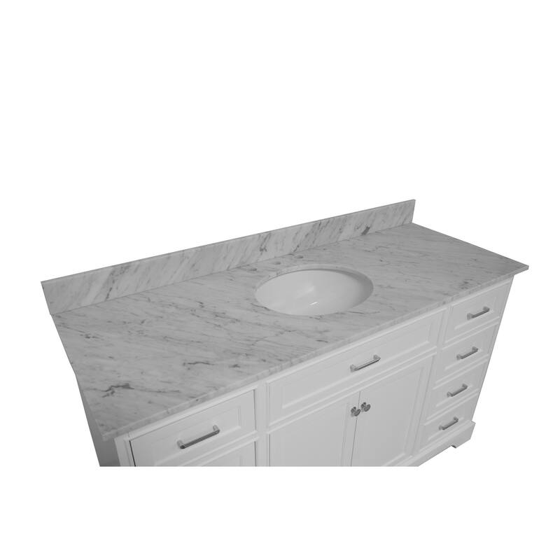 KitchenBathCollection Aria 60" Single Bathroom Vanity with Carrara Marble Top