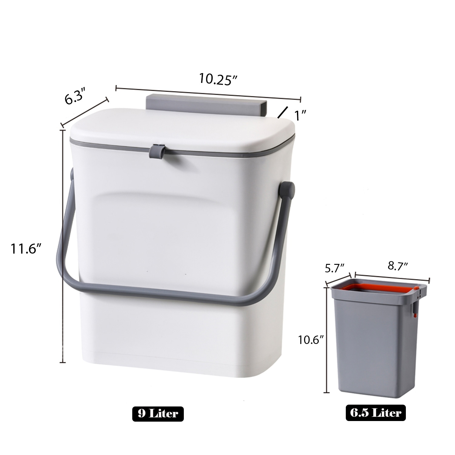 HANAMYA 2.4 Gallon Kitchen Compost Bin with Lid for Counter Top, Hanged and  Wall-mounted - On Sale - Bed Bath & Beyond - 38192547