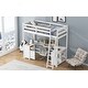 preview thumbnail 20 of 28, Twin Loft Bed with U-shaped Desk, Storage Shelves, and Drawers, Antique Brown