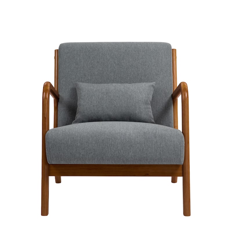 Mid Century Solid Wood Upholstered Accent Chair