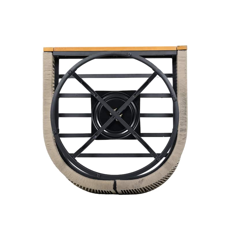 Christopher Knight Home - Alder Acacia Wood Outdoor Handwoven Cushioned Swivel Chairs Set with 27.5" Round Slat-Top Bistro Table