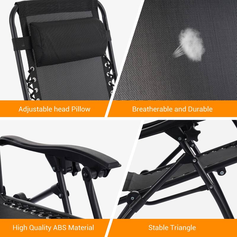 BONOSUKI Outdoor Foldable Recliner Lounge Chair Zero Gravity Chair