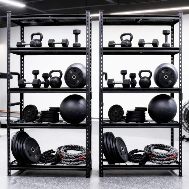 2-piece 5-Tier Storage Shelves set, Heavy-Duty Garage Shelving, Adjustable Shelving Unit, Steel Shelf, Boltless Assembly