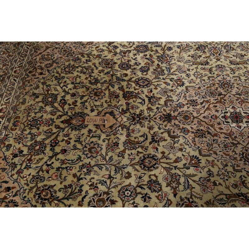 Traditional Green Kashan Persian Vintage Area Rug Handmade Wool Carpet - 9'8"x 12'3"