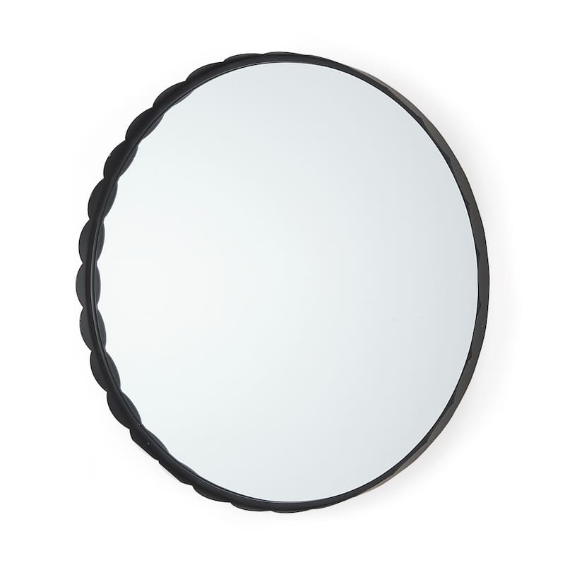 Adelaide Metal Scalloped Edge Round Mirror - 29.7L x 2.0W x 29.7H - Black