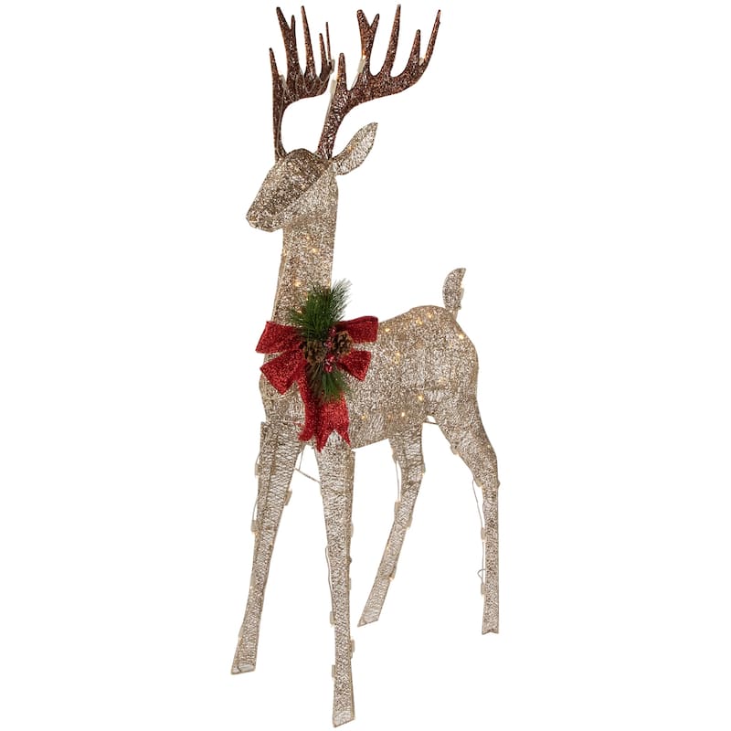 48" Pre-Lit LED Champagne Deer Outdoor Christmas Decoration