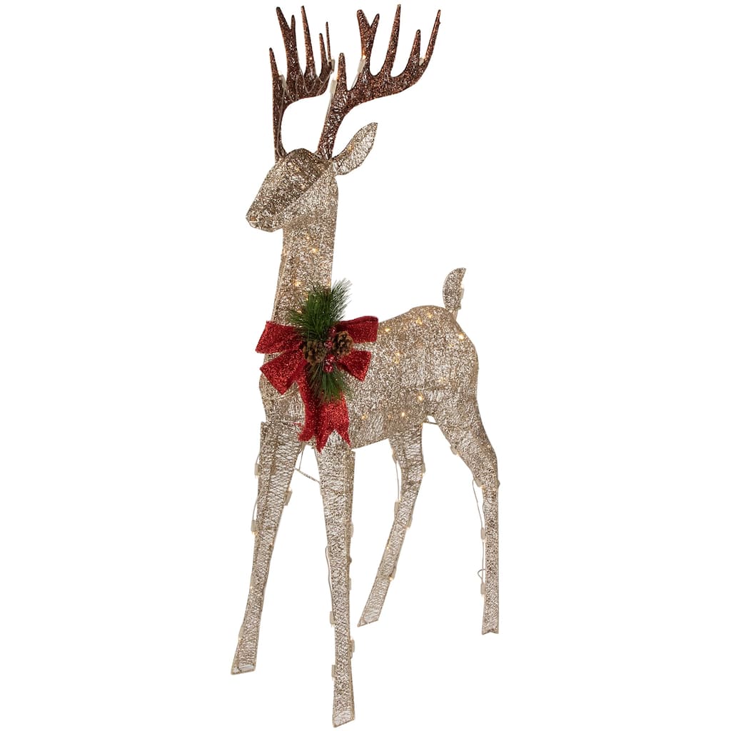48" Pre-Lit LED Champagne Deer Outdoor Christmas Decoration