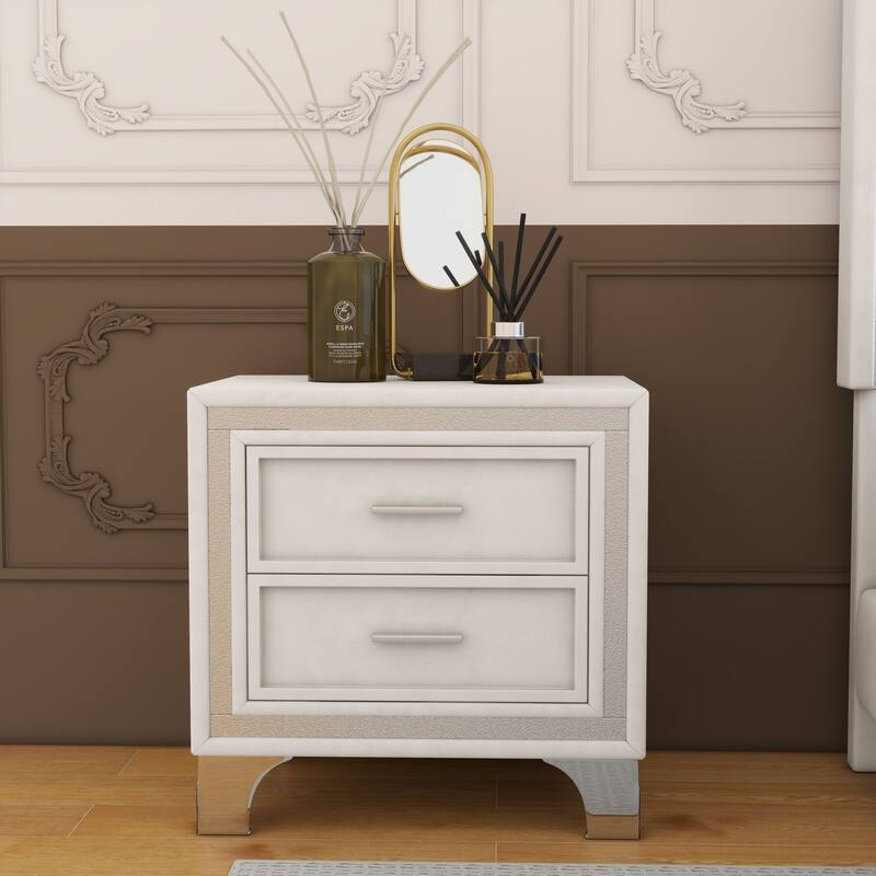 Velvet nightstand - Beige