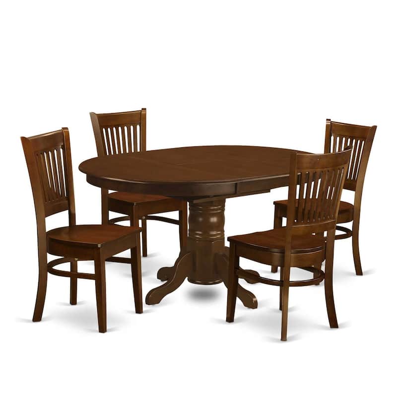 Luxury Espresso Kitchen Table Set - Butterfly Leaf, Ladder-Back Chairs, Solid Asian Hardwood, Pedestal Table, Seats Four