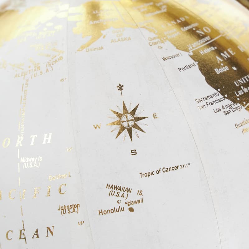 Aluminum Metal Armillary Globe with White Center - Gold - Roche River Decor