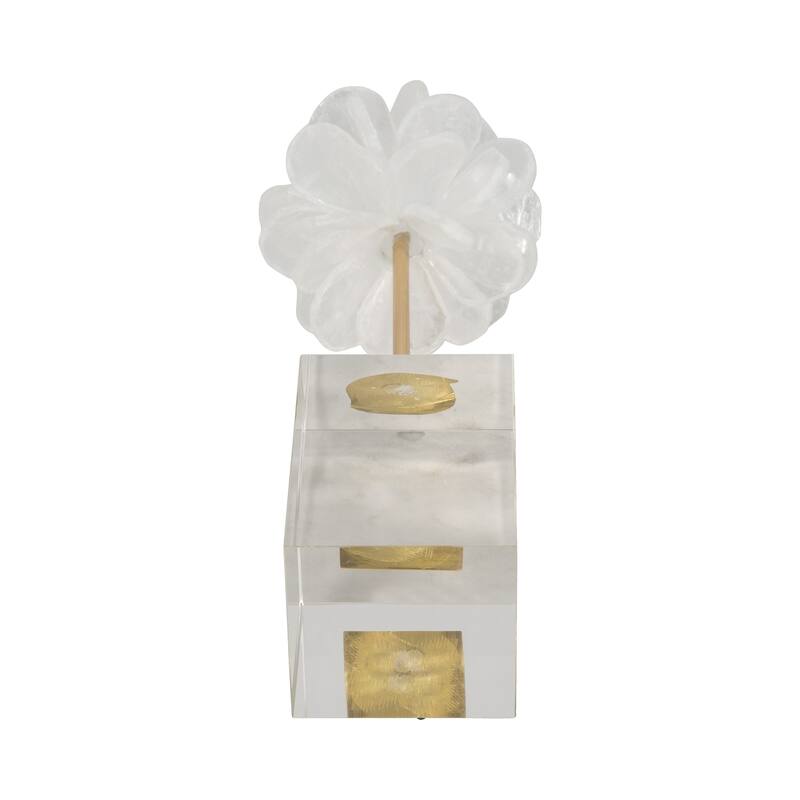 Sagebrook Home JLiliana Crystal Flower Statuary, Perfect for Decor