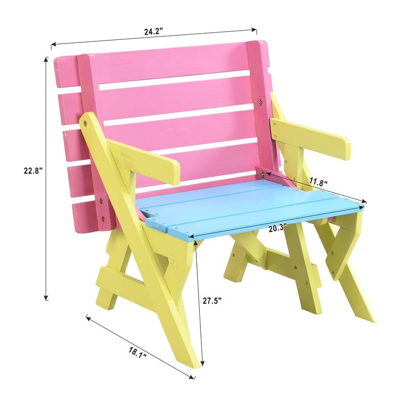 Anmytek Kids Picnic Table and Bench Set Solid Wood Outdoor Indoor Playroom Furniture