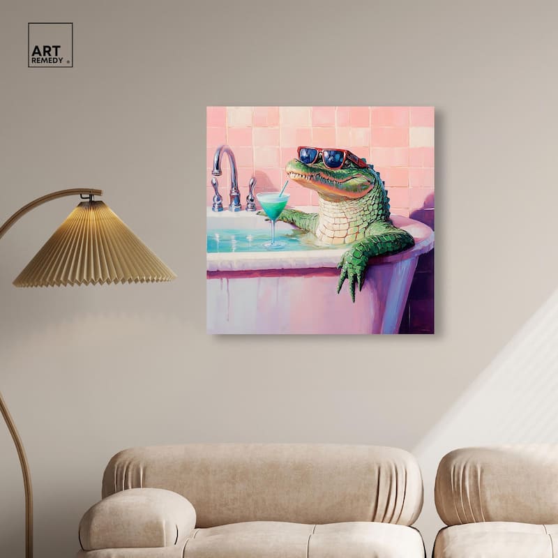 Cocktail Croc II Canvas by Art Remedy, Gallery Wrapped