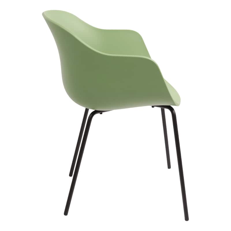 Furnish Theory Curve-K ML Indoor/Outdoor Dining Armchairs Arm Chairs w Polypropylene Shell & Powder-Coated Steel Legs (Set of 2)