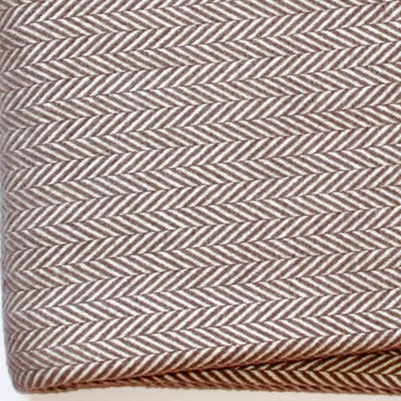 HomeRoots 70" X 55" Brown And White Cotton Blend Woven Herringbone Plush Throw Blanket with Tassels