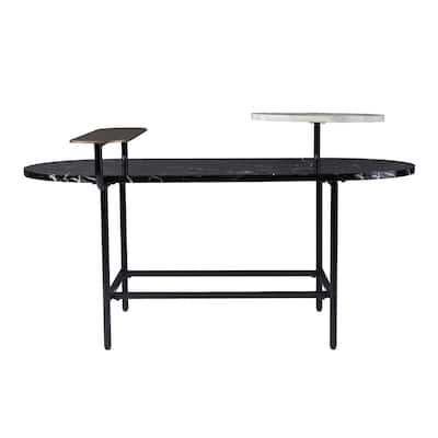42" Black Manufactured Wood And Metal Free Form Coffee Table - 23" H x 42" W x 30" D