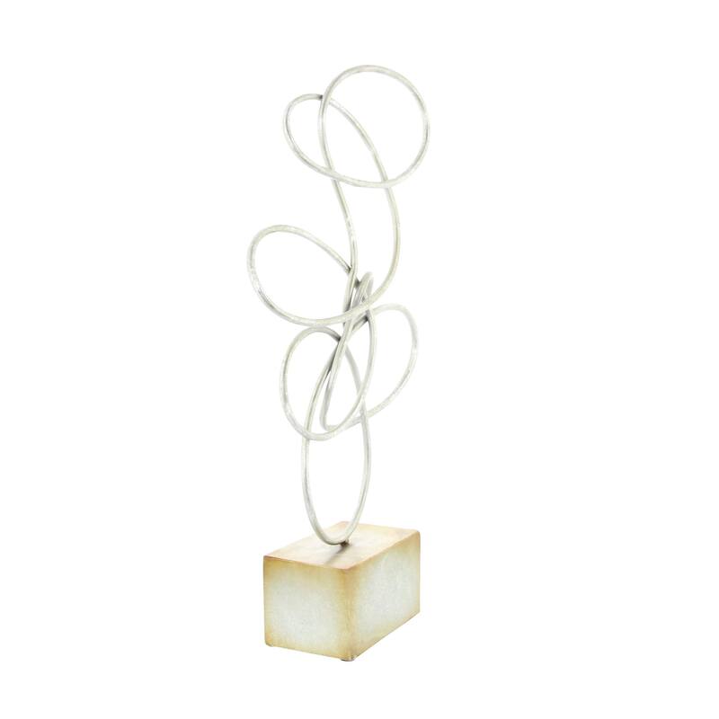 Silver Metal Swirl Abstract Decorative Sculpture
