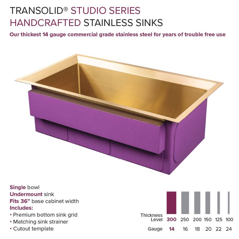 Transolid PUSS331911 Studio 33" Undermount Single Basin Stainless
