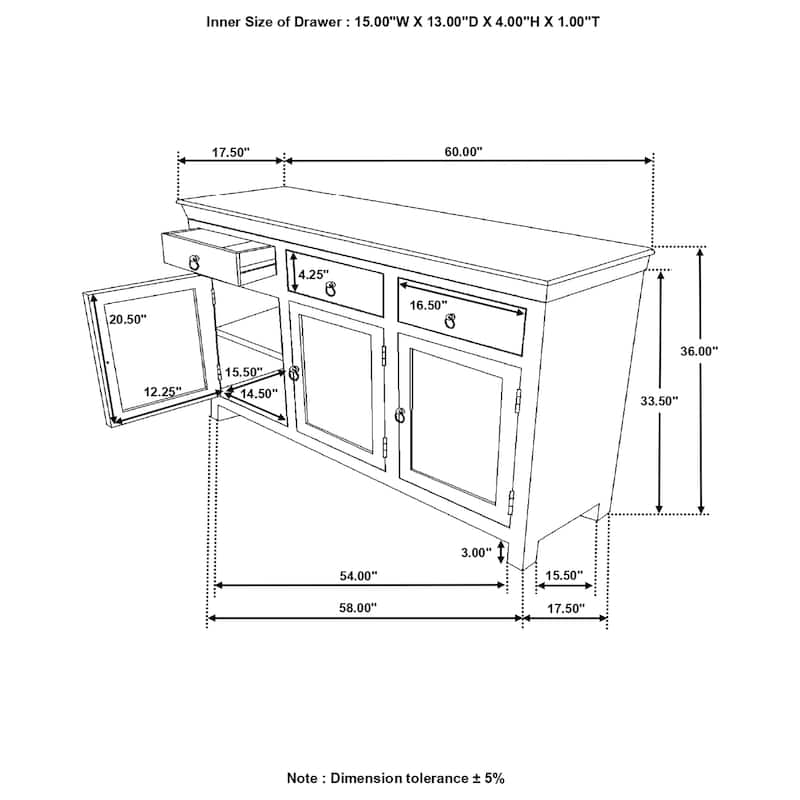 Henry 3-door Accent Cabinet Reclaimed Wood