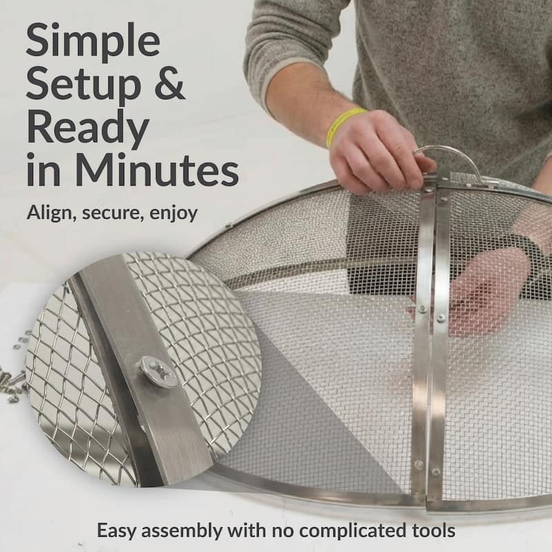 Sunnydaze Round Stainless Steel Fire Pit Spark Screen - 24" Diameter