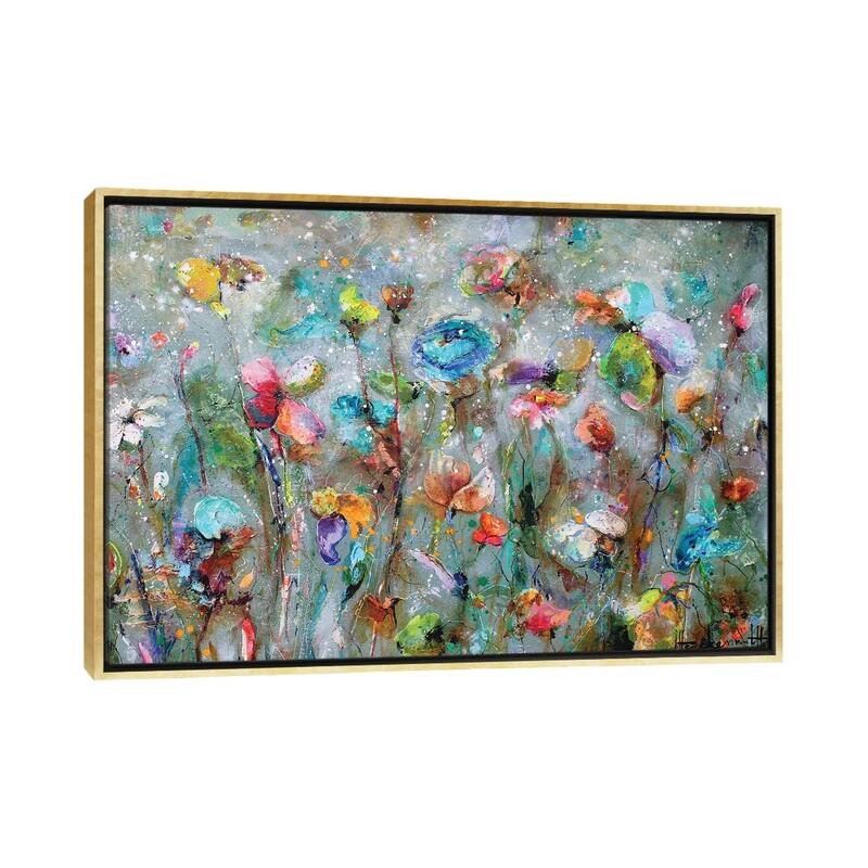 iCanvas "Flowers By Dawn" by Studio Paint-Ing Framed Canvas Print - Gold - 18x26