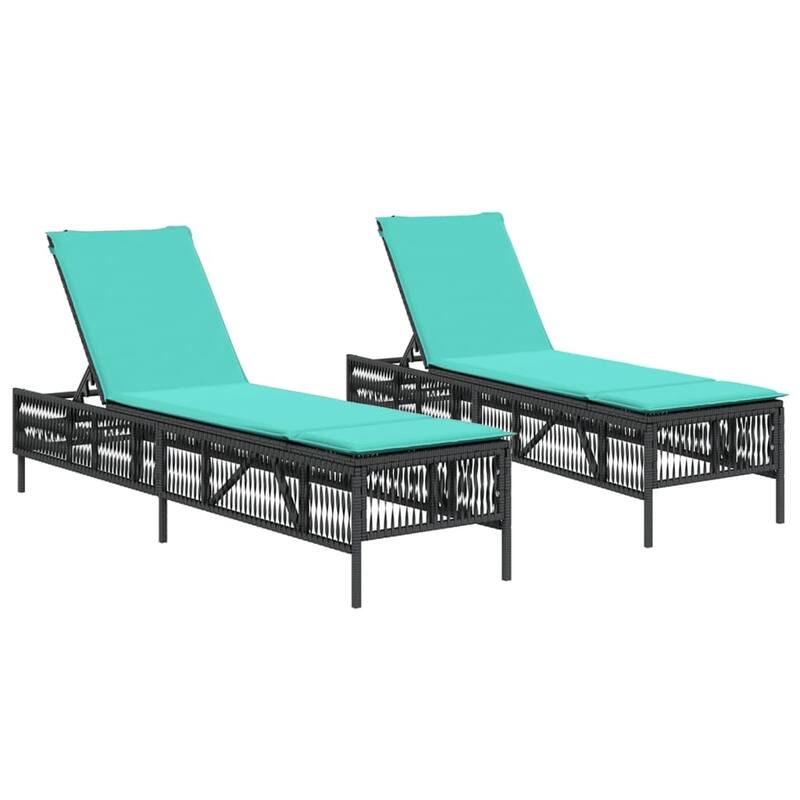 vidaXL Sun Loungers with Cushions Outdoor Chaise Lounge 2 Pcs Poly Rattan