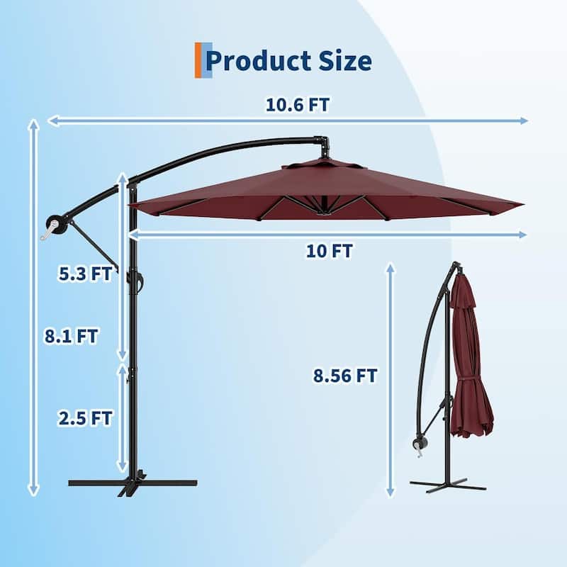 10FT UV Protection Cantilever Umbrella Outdoor Patio