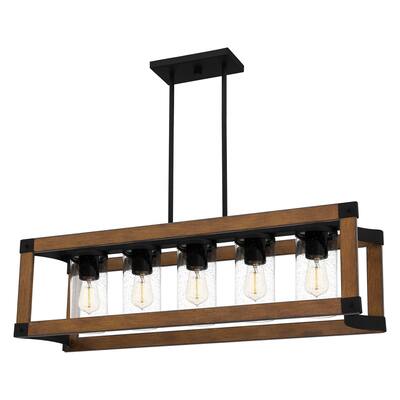 Giuseppe Lighting Five Light Linear Chandelier Rylan Matte Black - Exact Size