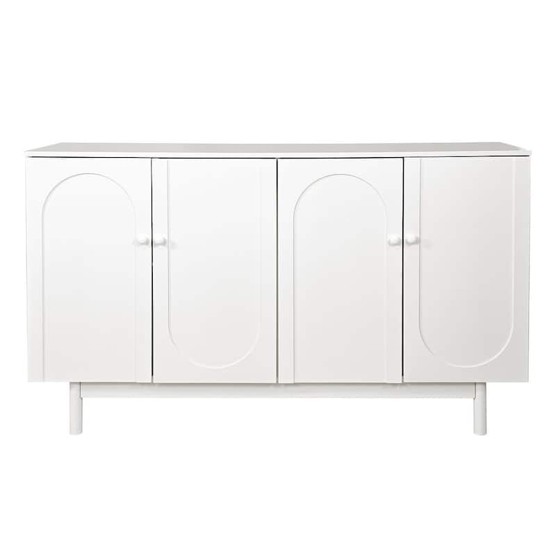 4-Door Intaglio Storage Cabinet Buffet/Sideboard - White