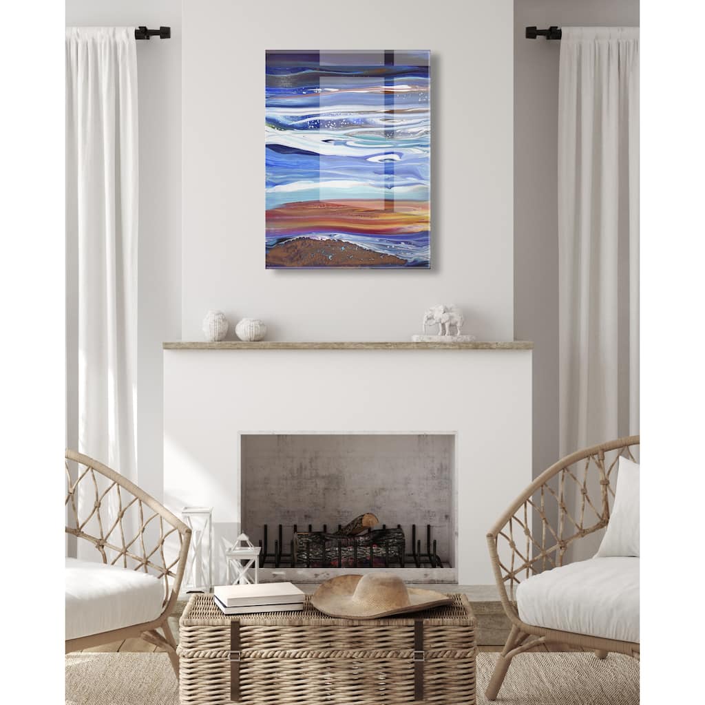 Kate and Laurel Coastal Currents Floating Acrylic Art by Xizhou Xie