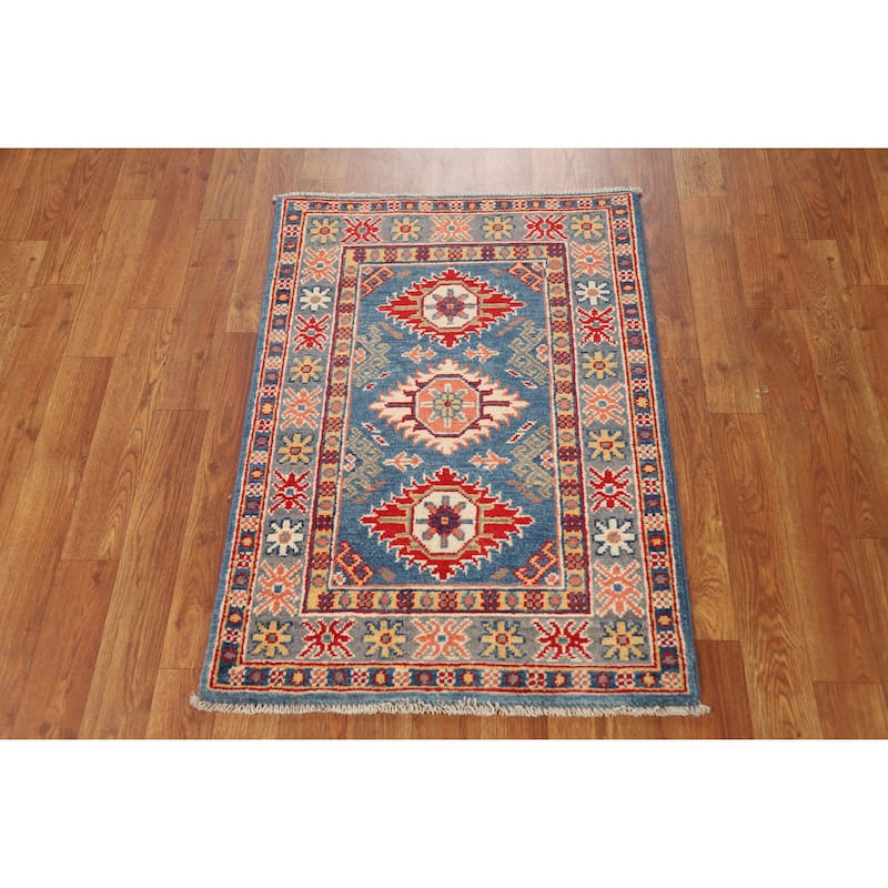 Geometric Kazak Oriental Rug Handmade Foyer Wool Carpet - 2'0"x 3'0"