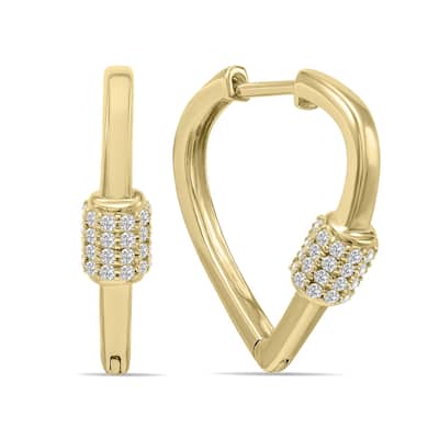 Marquee 3/8 CTW Heart Shape Lab Grown Diamond Huggies Hoop Earrings in 10K Yellow Gold (F-G Color, VS1- VS2 Clarity)