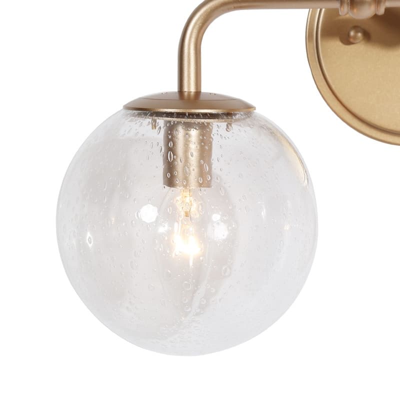 Koini Modern Glam Gold Bathroom Vanity Lights Seeded Glass Globe Dimmable Wall Sconces